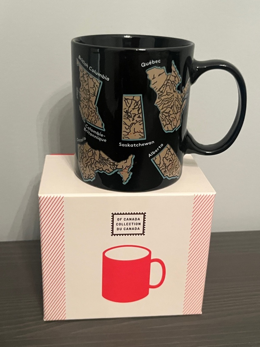 Drake Black Canada Provinces Map Ceramic Mug New in Box! Best gift